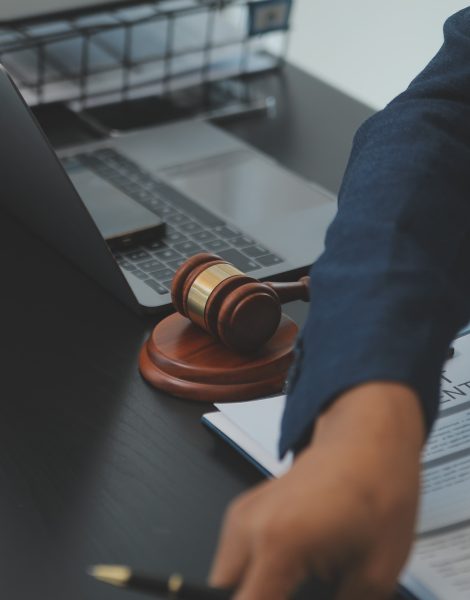 Law theme, gavel or mallet of the judge, lawyer enforcement officers, evidence-based cases taken into account in the court abount business, legislation.